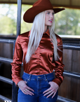 TERRACOTA SATIN PERFORMANCE RODEO SHIRT