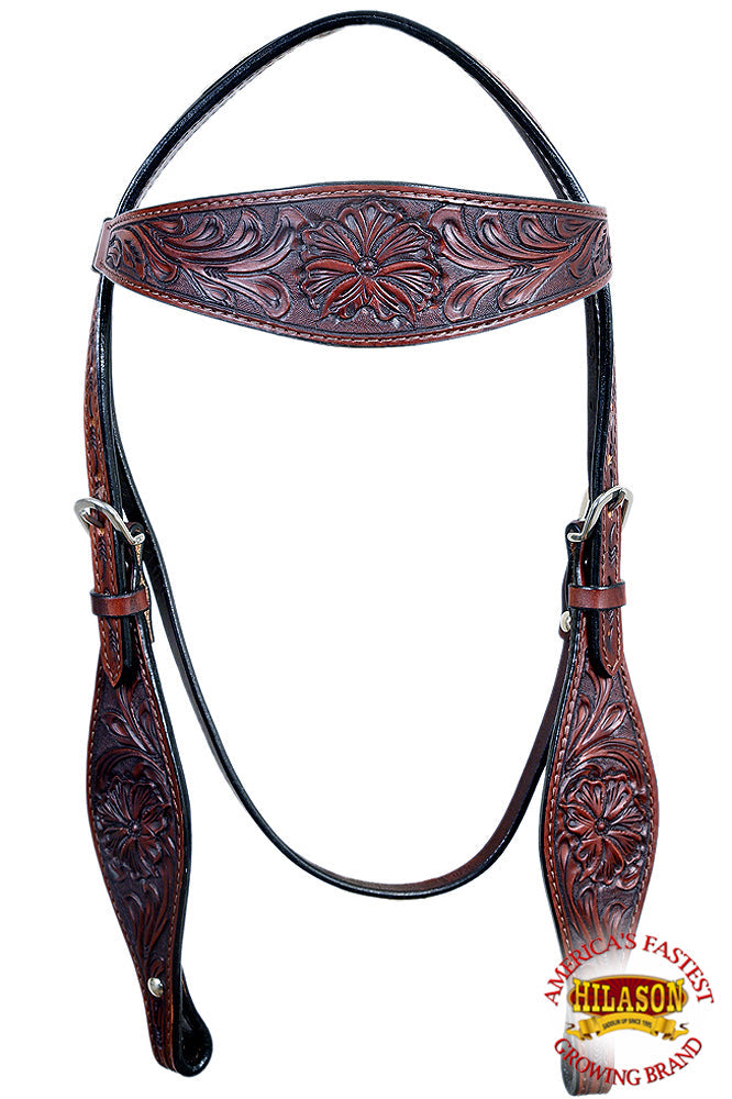 Western Horse Headstall Tack Bridle American Leather Hand Carved Hilason