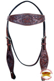 Western Horse Headstall Tack Bridle American Leather Hand Carved Hilason