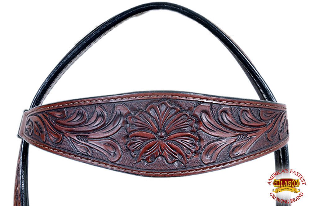 Western Horse Headstall Tack Bridle American Leather Hand Carved Hilason