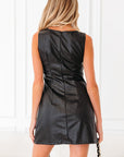 Vegan Leather Sleeveless Mini Dress