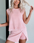 Playdate Mineral Wash Sleeveless Top and Split Skort Set