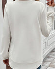 Solid Waffle Knit Long Sleeve Top