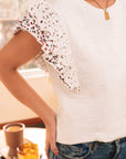 Ramona Floral Lace Eyelet Sleeve Blouse