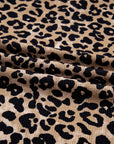 Leopard Waffle Knit Kangaroo Pocket Hooded Sweatshirt