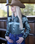 SEA GLASS SATIN PERFORMANCE RODEO SHIRT