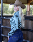 SEA GLASS SATIN PERFORMANCE RODEO SHIRT