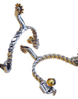 Hilason Ss Mens Twisted Wire Band Roping Spurs Brass Buttons Rowel