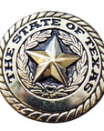 Screw Back Concho State Of Texas Star W/ Rope Edge Saddle