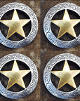 Western Screw Back Concho Nickle Brass Finished Star Round Saddle Bling