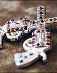 Western Screw Back Concho Crystal Bling Cross Pistol Saddle Cowgirl