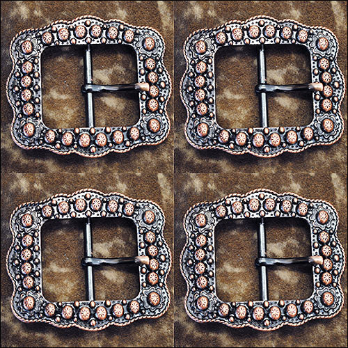 Western Screw Back Concho Copper Finished Belt Buckle With Rope Edge