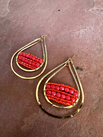 Elevate Your Style with Goldie Double Hoop Coral Earrings