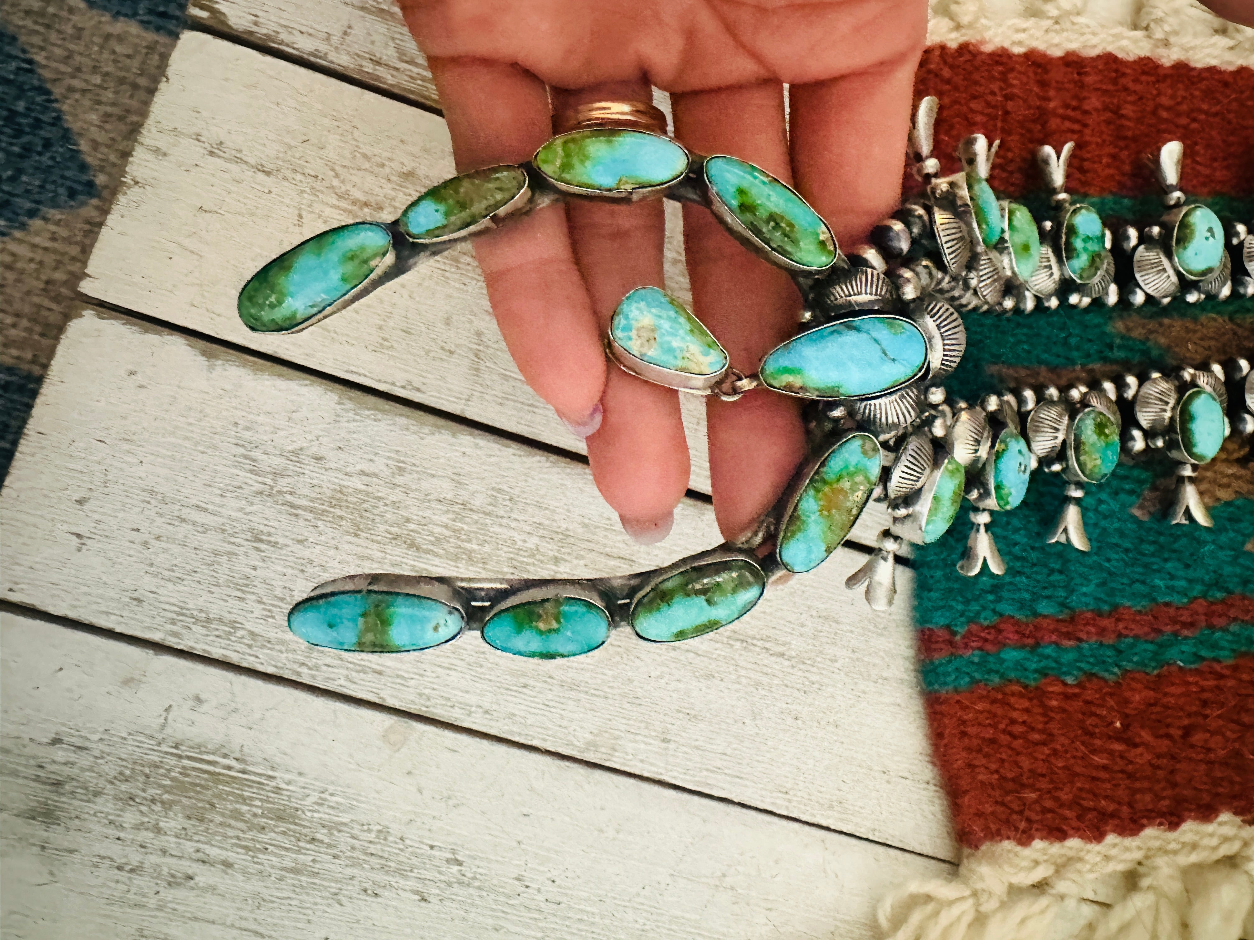 Navajo Sonoran Mountain Turquoise & Sterling Silver Necklace Set