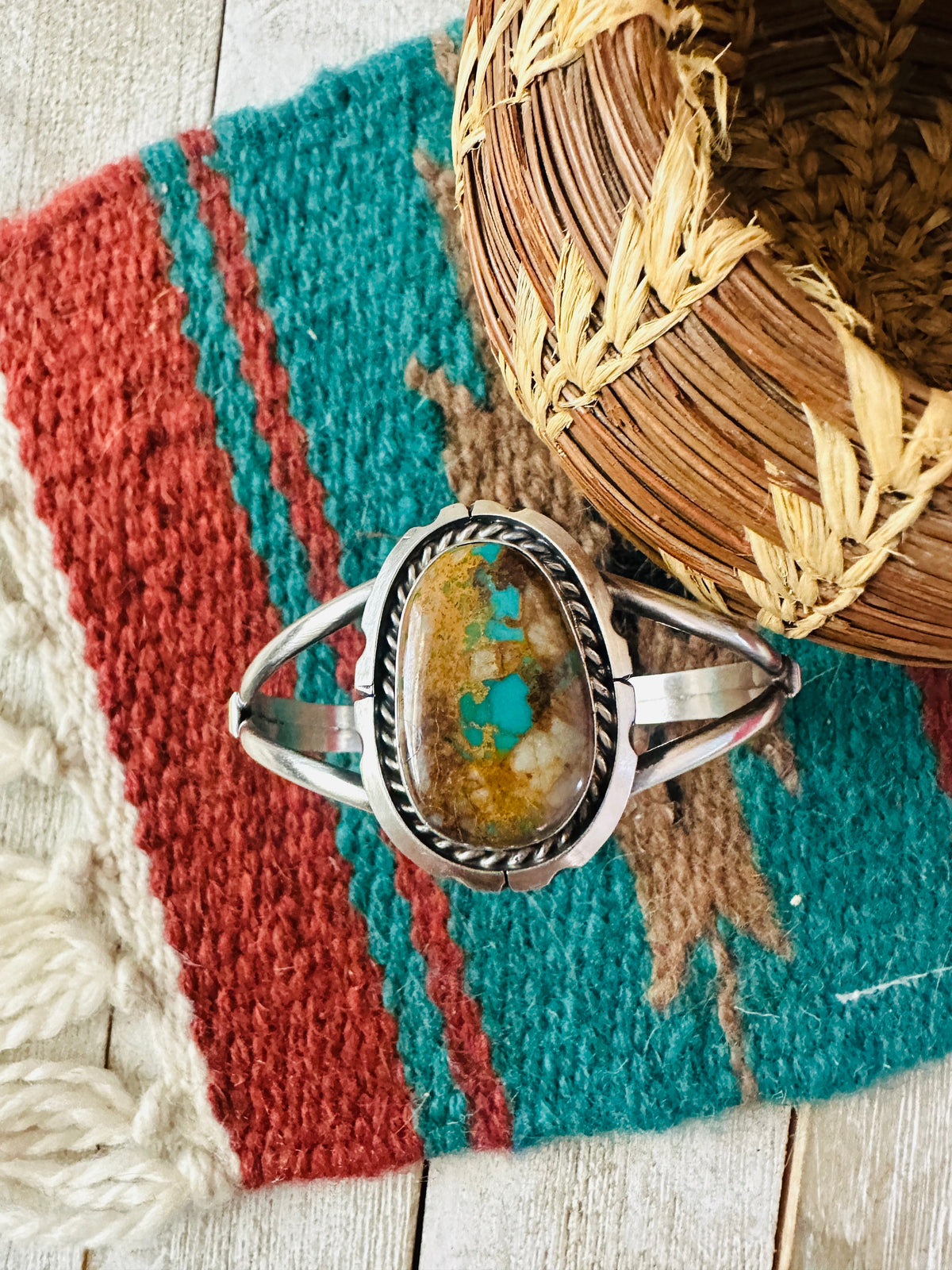Navajo Sterling Silver & Royston Turquoise Cuff Bracelet