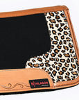 Hilason Western Wool Felt Horse Saddle Pad With Leopard Print Leather