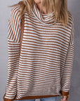Alaia Striped Turtleneck Loose Sweater