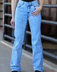 CHEYENNE TROUSERS - ACID WASH RED POCKET
