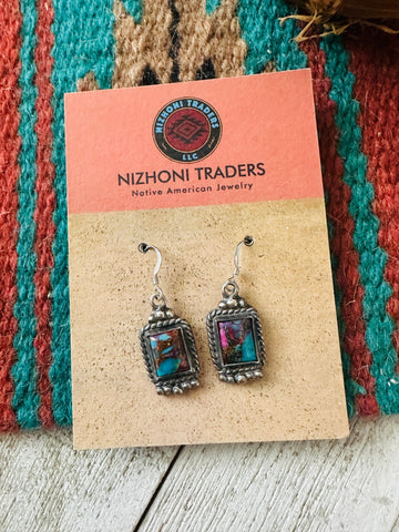 Navajo Sterling Silver & Pink Dream Mojave Dangle Earrings