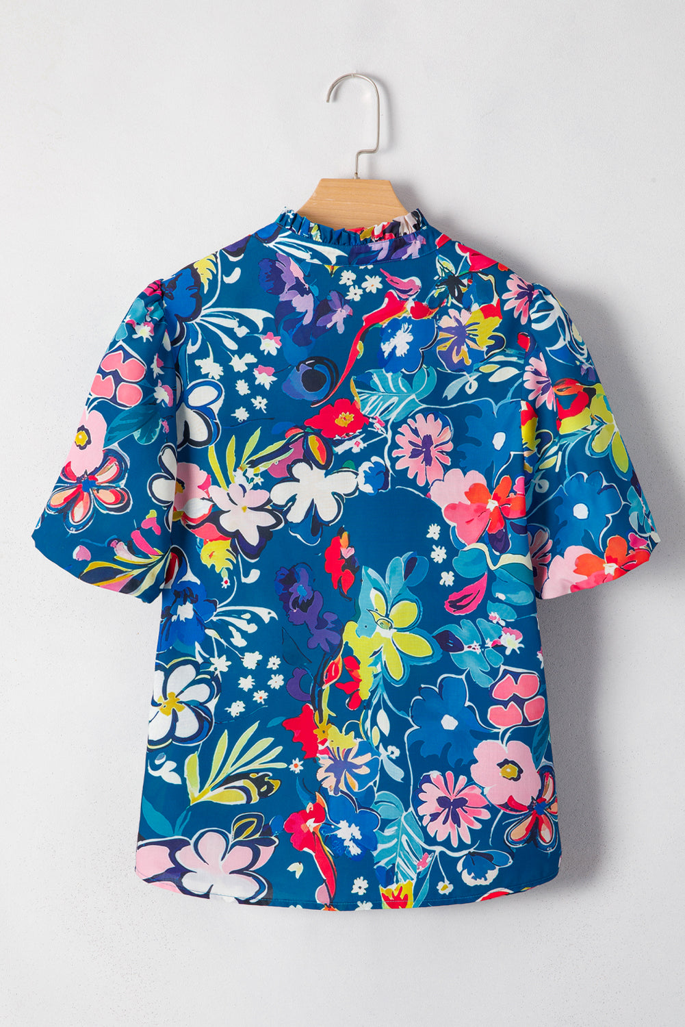 Floral V-Neck Puff Sleeve Blouse