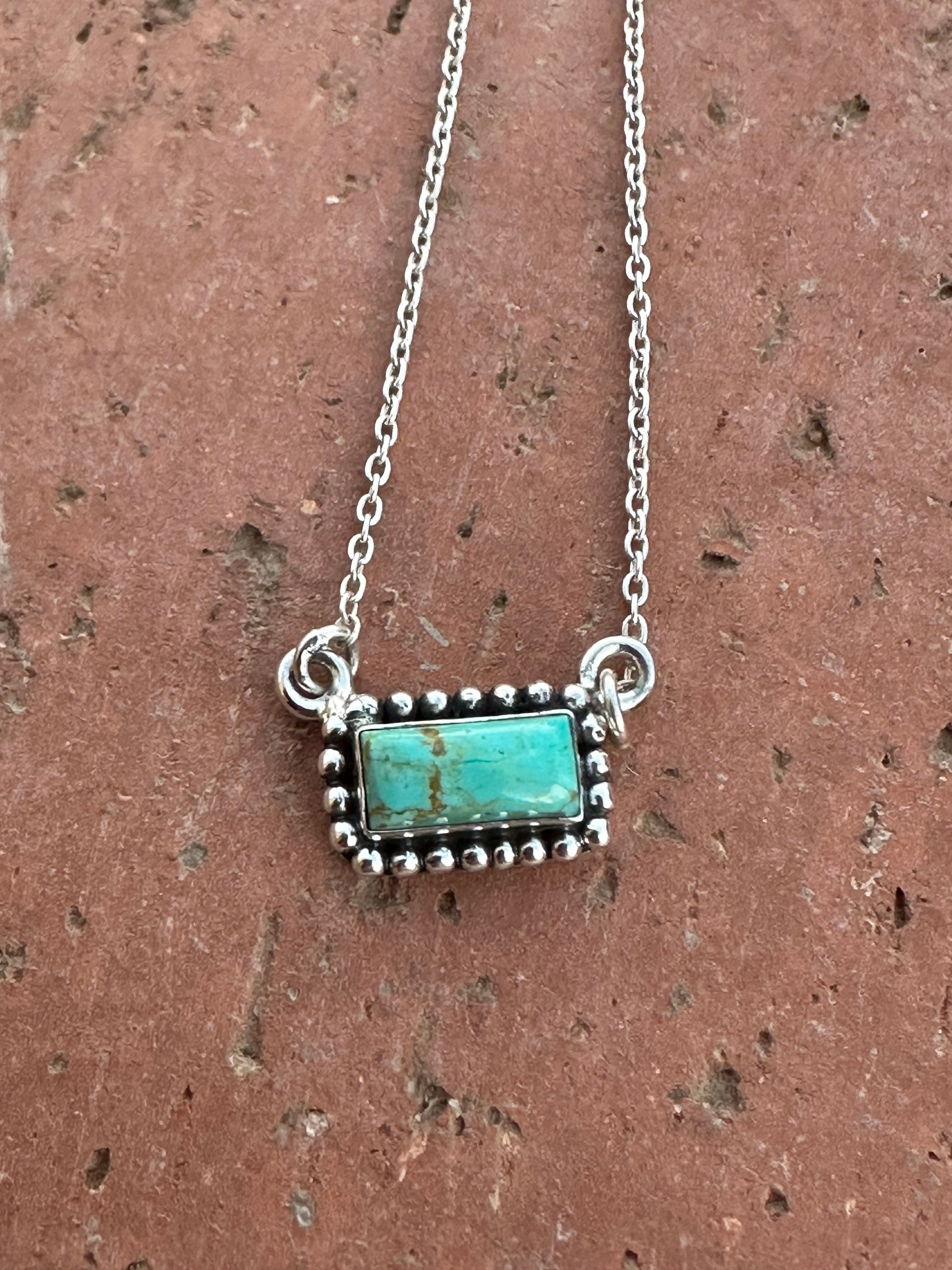 Handmade Sterling Silver Kingman Turquoise Bar Necklaces