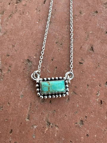Handmade Sterling Silver Kingman Turquoise Bar Necklaces