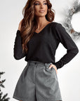 Black Metallic Bowknot Top