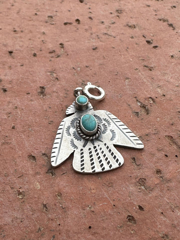 "Sterling Silver Turquoise Thunderbird Charm | Nizhoni Collection"