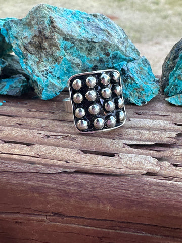 Handmade Sterling Silver 4mm Ball Ring Adjustable