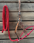 Red Floral Tooled Lariat & Leather Combo Halter