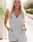 Ellianna Striped Print Wrap Sleeveless Romper