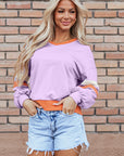 Colorblock Patchwork V-Neck Drop Shoulder Sweatshirt