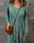 Julianna Button Up High Waist Long Sleeve Dress