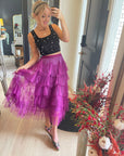 Tiered chiffon midi skirt