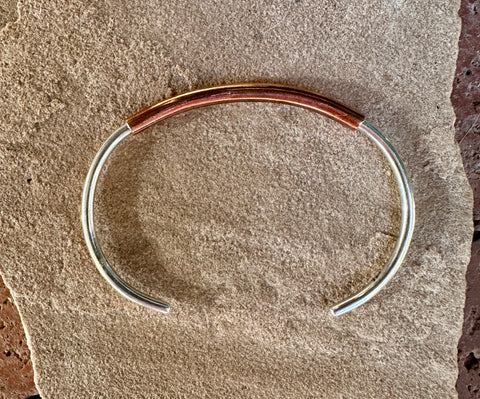 SIMPLE Sterling SILVER CUFF BRACELET W/ COPPER FINISH - Everest Ranch