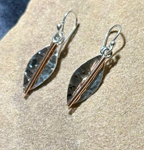 SILVER LEAF W/ COPPER CENTER EARRINGS