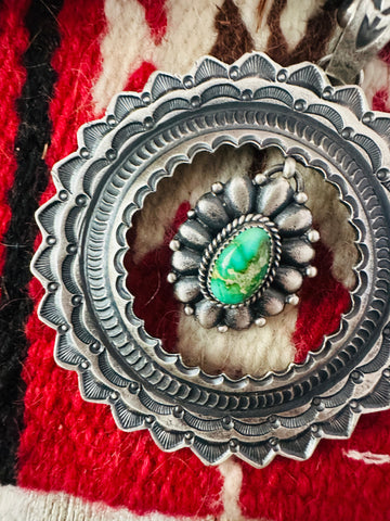 Navajo Sterling Silver Sonoran Gold Turquoise Pendant by Kevin Billah