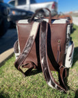 Horse Shoe Tooled & Cowhide Backpack