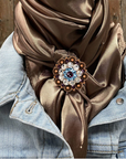 35X35" Solid Tan Wild Rag / Scarf WRS7 - Crystal Concho Wild Rag Slides - Assorted