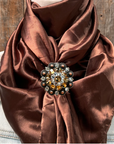 35X35" Solid Brown Wild Rag / Scarf WRS2 - Crystal Concho Wild Rag Slides - Assorted