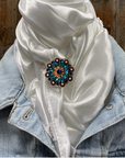 35X35" Solid White Wild Rag / Scarf WRS3 - Crystal Concho Wild Rag Slides - Assorted