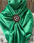 35X35" Solid Green Wild Rag / Scarf WRS18 - Crystal Concho Wild Rag Slides - Assorted