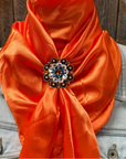 35X35" Solid Orange Wild Rag / Scarf WRS20 - Crystal Concho Wild Rag Slides - Assorted