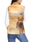 Watercolor Cowboy Women's Western Puffy Vest