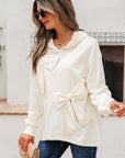 Solid Bow Long Sleeve Hoodie