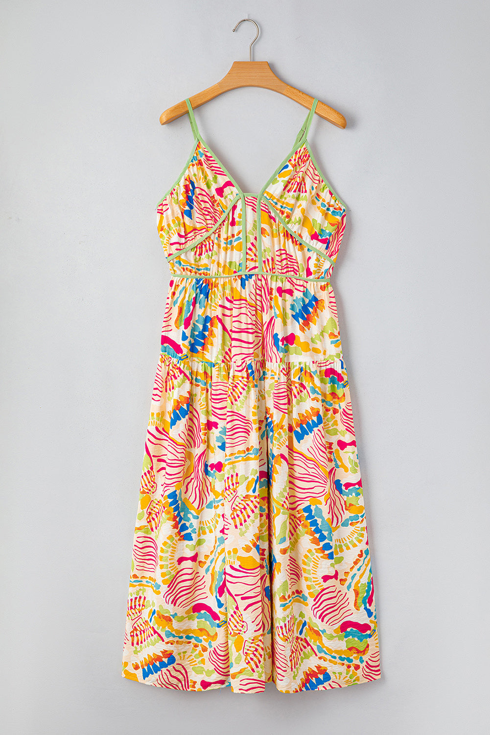 Jennifer Spaghetti Strap Piping Detail Maxi Dres