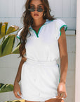 Emily Edge Cap Sleeve Collared Top 2 Piece Skirt Set