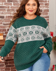 Plus Size Christmas Snowflake Crewneck Sweater
