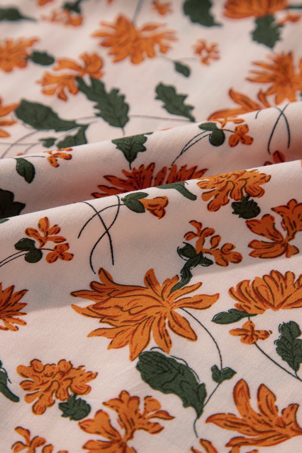 Floral Smocked V-Neck Bubble Sleeve Babydoll Dress