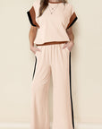 Colorblock Cap Sleeve Tee and Pants Set